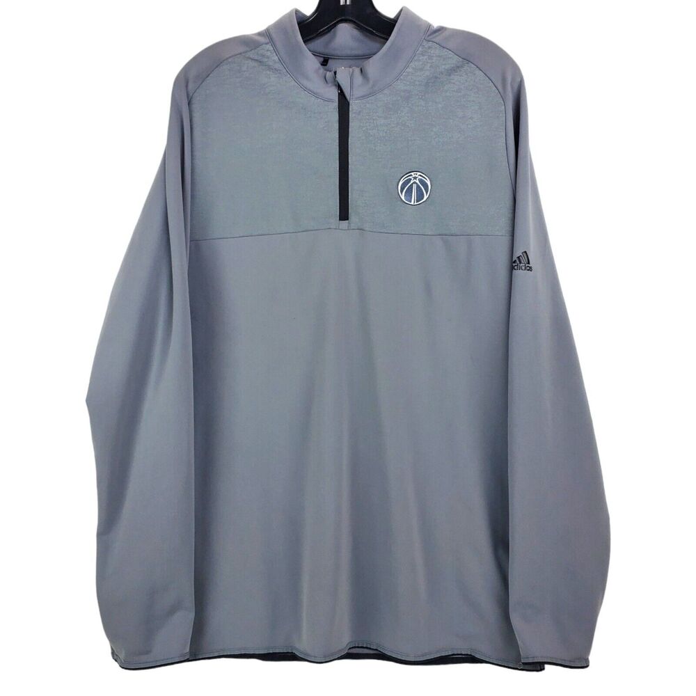 WASHINGTON WIZARDS Jacket Adult Large Gray Pullover 1/4 Zip ADIDAS Athleisure